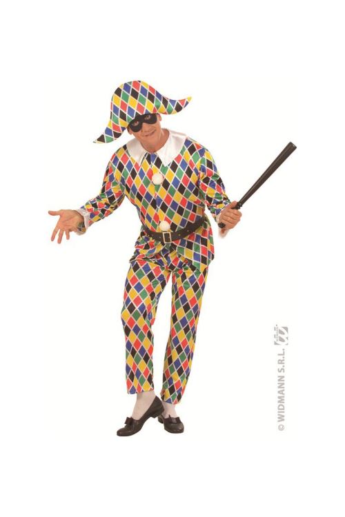 Costume Arlequin Satin Adulte - Multicolores - L