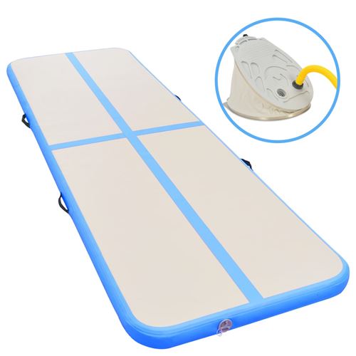 Vidaxl tapis gonflable de gymnastique avec pompe 500x100x10cm pvc bleu