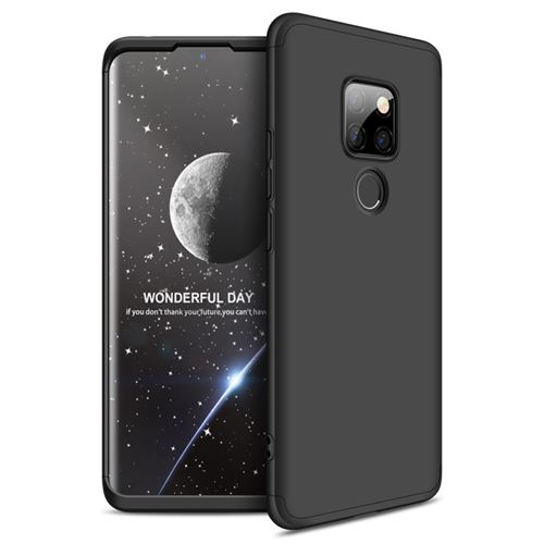 Coque en TPU détachable 3-pièces matte rigide tout noir pour votre Huawei Mate 20