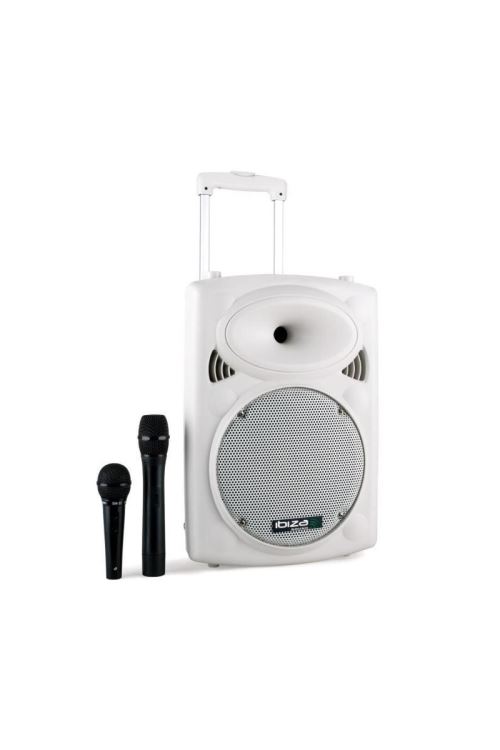 IBIZA PORT10VHF-BT-WH Draagbare autonome geluidsinstallatie 10 / 25 cm met usb, mp3, bt, rec, vox, 1 vhf microfoon - Wit