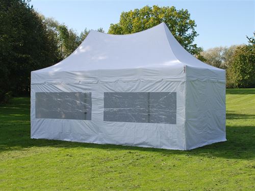 Tente pliable FleXtents PRO Peak Pagoda 3x6m Blanc, Incl. 6 parois latérales