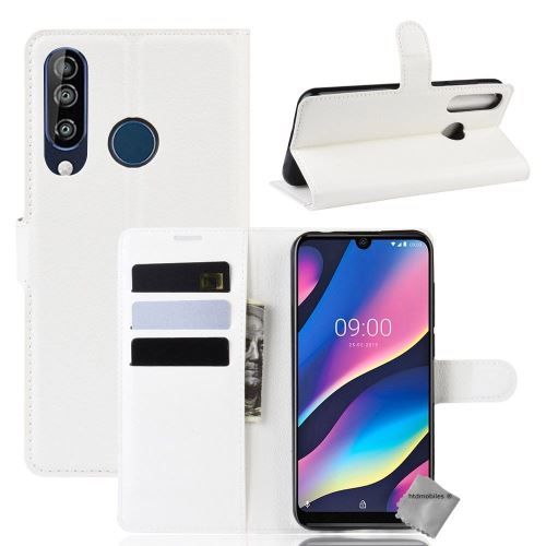 Housse etui coque pochette portefeuille pour Wiko View 3 avec verre trempe - BLANC