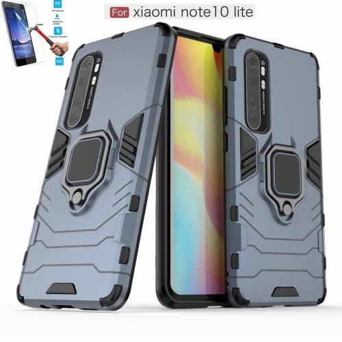 Coque Xiaomi Mi Note 10 Lite Anti Choc Gris Avec Film Verre Trempé Housse Etui Antichoc Armor Avec Support Magnétique hfs-house®