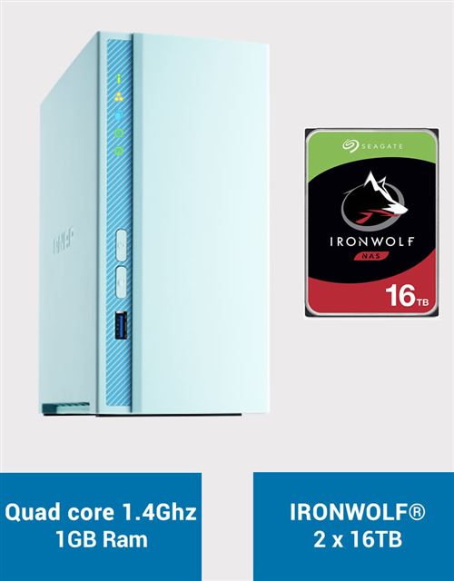 QNAP TS-230 Serveur NAS IRONWOLF 32To (2x16To)
