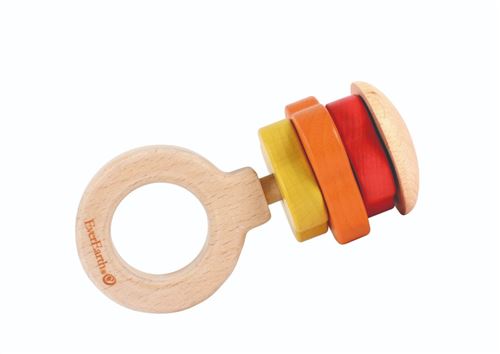 Everearth Hochet 3 anneaux 3 couleurs 11 cm