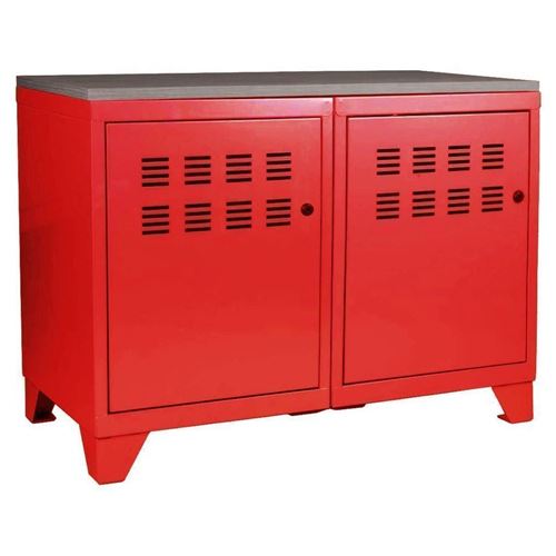 Pierre Henry - Meuble rangement métallique 2 portes Rouge