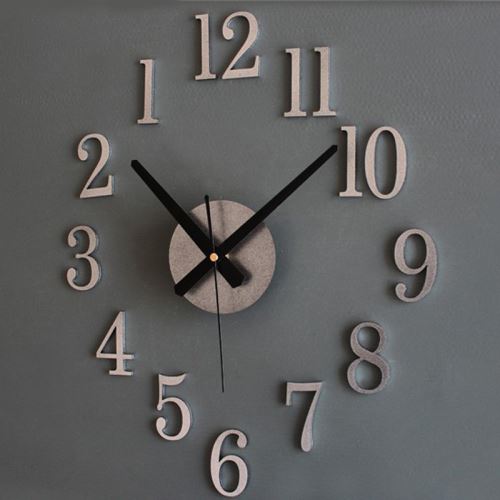 Mode Accueil Retour Dans True Time 3D Stereo Diy Metallic Horloge Murale Sl Argent PL070