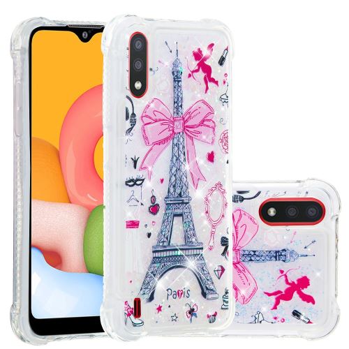 Coque en TPU impression de motifs paillettes sables mouvants tour eiffel pour Samsung Galaxy A01
