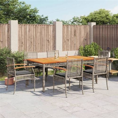 Non Communiqué Multicolore Vidaxl Ensemble À Manger De Jardin Avec Coussins 7 Pcs, Table Et Chaise De Terrasse, Meubles De Patio, Mobilier D'extérieur, 3213573