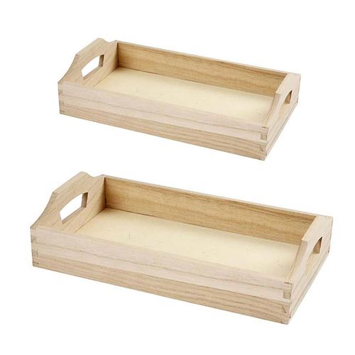2 plateaux en bois à décorer 30 x 17 x 5 cm