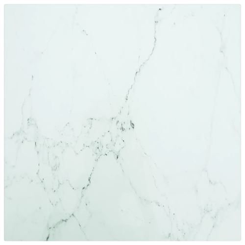 vidaXL Dessus de table blanc 40x40 cm 6 mm verre trempé design marbre