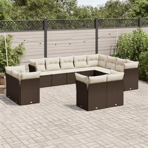 Non Communiqué Marron Vidaxl Salon De Jardin Avec Coussins 10 Pcs, Canapés De Terrasse, Ensemble De Meubles De Patio, Mobilier D'extérieur, Gris 3256963