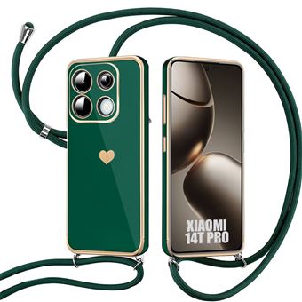 Coque pour Xiaomi 14T Pro - Protection Silicone Anti-Rayures avec Cordon Vert Nuit - BOOLING - 1