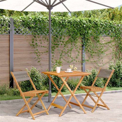 Non Communiqué Gris Vidaxl Ensemble De Bistro 3 Pcs Polypropylène Et Bois Massif, Ensemble De Bistro De Jardin, Ensemble De Balcon, 3281866