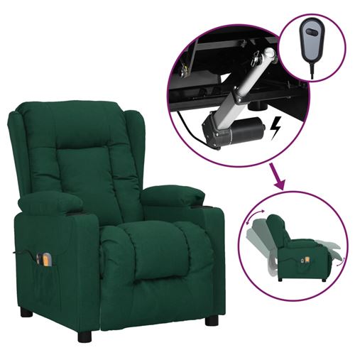 Non Communiqué Vert Vidaxl Fauteuil De Massage Inclinable Électrique Dossier Et Repose-Pied Réglables Meuble De Salon Siège Inclinable Intérieur Tissu Foncé