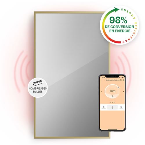 Radiateur Infrarouge - Klarstein La Palma 1000 - Miroir Chauffant - 120X60Cm - 1000W - Connecté - Or