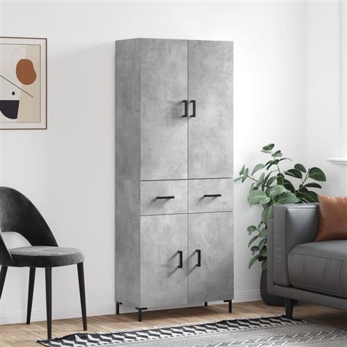 Non Communiqué Gris Vidaxl Buffet Haut, Armoire De Rangement Avec Pieds, Meuble De Rangement, Organisateur Salon Salle De Séjour, Moderne, Béton Bois D'ingénierie