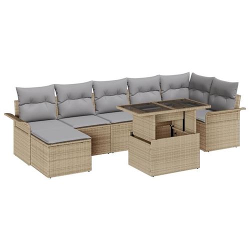 Vidaxl Beige Ensemble De Canapé De Jardin 8 Pc - Image 2