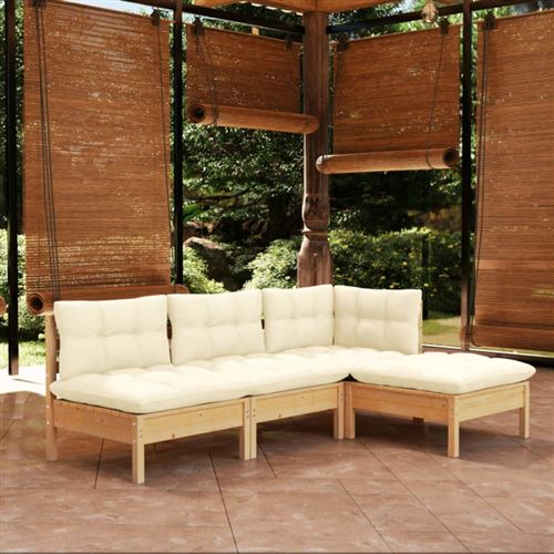 vidaXL - Salon de jardin modulable - 4 personnes - Bois - Image 2
