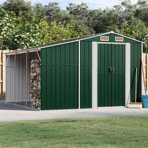 Vidaxl abri de jardin vert 277x279x179 cm acier galvanis&eacute;
