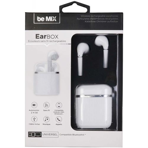 5€ sur Be Mix - Ecouteurs sans fil Earbox blanc - Gadget - Achat & prix