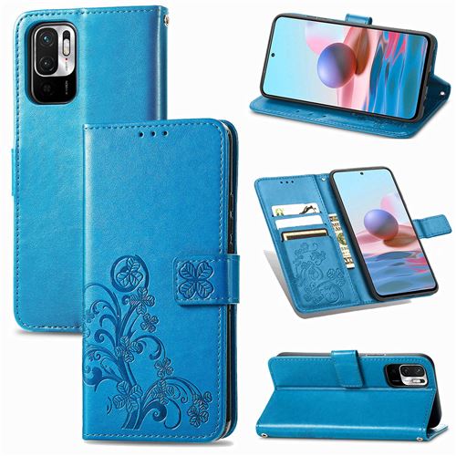 MPFRANCE Housse pour Xiaomi Redmi Note 10T 5G Bleu [Fleur de Lys]