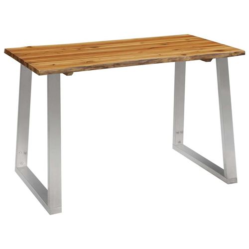 vidaXL Table à dîner 120x65x75 cm Bois d'acacia et acier inoxydable