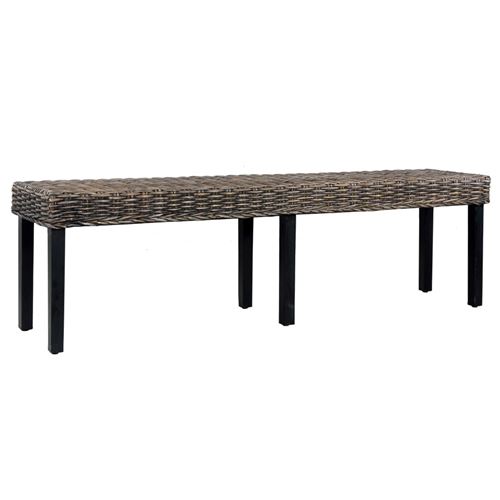 vidaXL Banc 160 cm Noir Rotin naturel kubu et bois de manguier massif