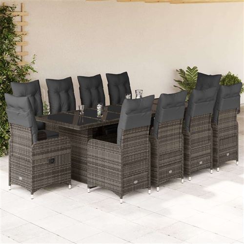 Non Communiqué Gris Vidaxl Ensemble Table Et Chaises De Jardin - 10 Personnes - Rotin