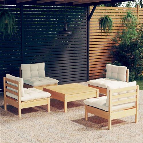 Non Communiqué Bois Salon De Jardin Modulable Vidaxl Beige 5 Pieces X 63.5 X 62.5 5 Personnes