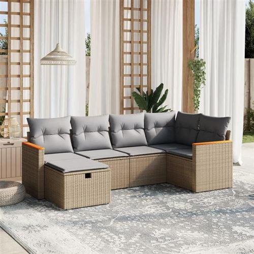 Non Communiqué Marron Vidaxl Salon De Jardin Avec Coussins 6 Pcs, Canapés De Terrasse, Ensemble De Meubles De Patio, Mobilier D'extérieur, Mélange 3265301