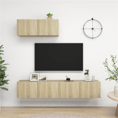Non Communiqué Brun Meubles Tv 3 Pcs Chêne Sonoma Bois D Ingénierie