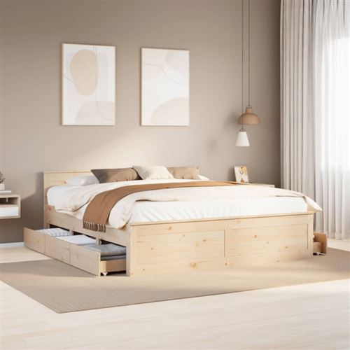 vidaXL Cadre de lit sans matelas avec tête de lit 180x200 cm bois pin