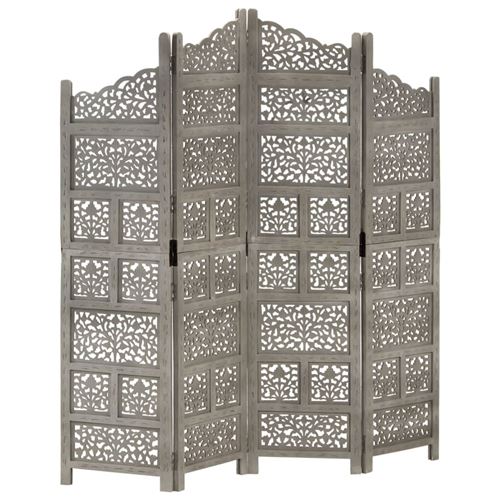 vidaXL Cloison de séparation 4 panneaux Gris 160x165 cm Bois manguier
