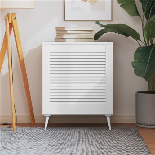 vidaXL Porte à persiennes Bois de pin massif Blanc 61,5x59,4 cm