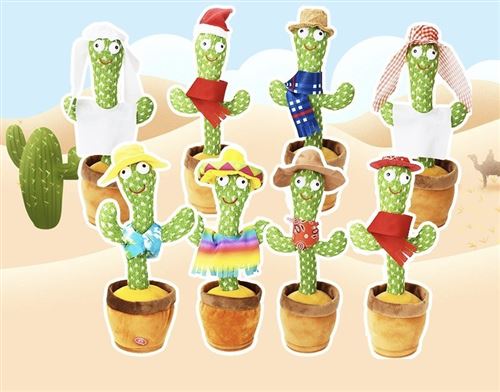 Cactus en peluche - Danse & son avec lumière - Avec 62 chansons