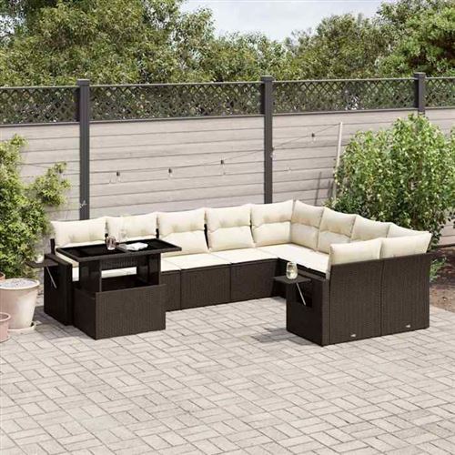 VIDAXL - Salon de jardin modulable - Rotin - 10 pièces - Marron - Image 2