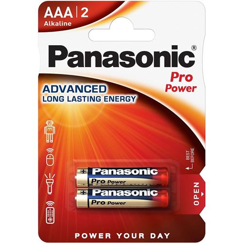 PANASONIC Blister 2 piles alcalines AAA LR03 Pro Power Gold