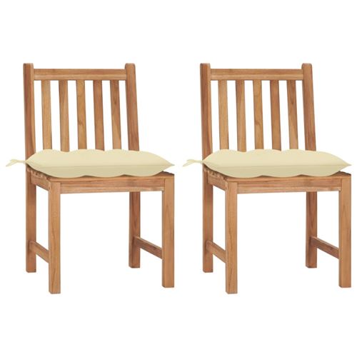 Non Communiqué Bois Chaises De Jardin Lot De 2 Avec Coussins De Teck Massif