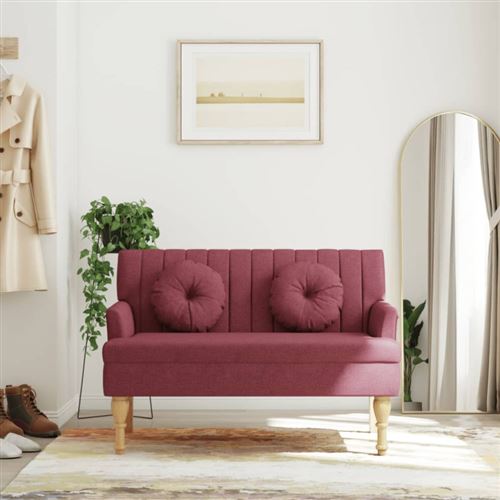 vidaXL Banc avec coussins rouge bordeaux 113x64,5x75,5 cm tissu