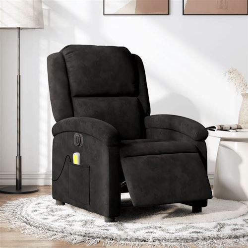 vidaXL Fauteuil de massage, relaxation électrique réglable velours noir