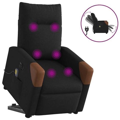 Non Communiqué Noir Vidaxl Fauteuil De Relaxation, Massage, Inclinable Électrique Réglable Tissu