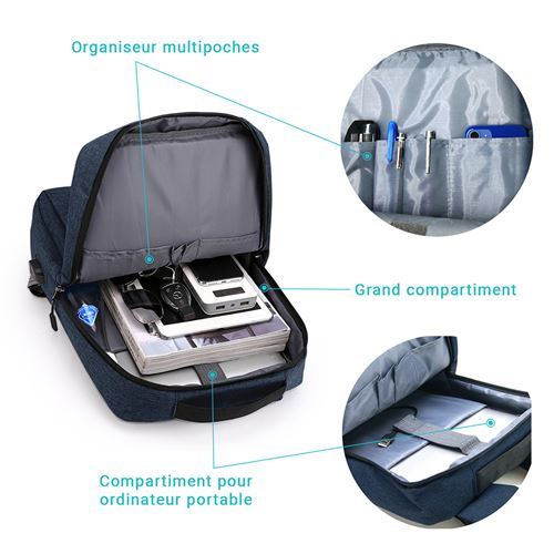 RONCATO CITY 3.0 Sac à dos de travail avec compartiment pour ordinateur 15.6 - 40x33x18 cm - Bleu nuit