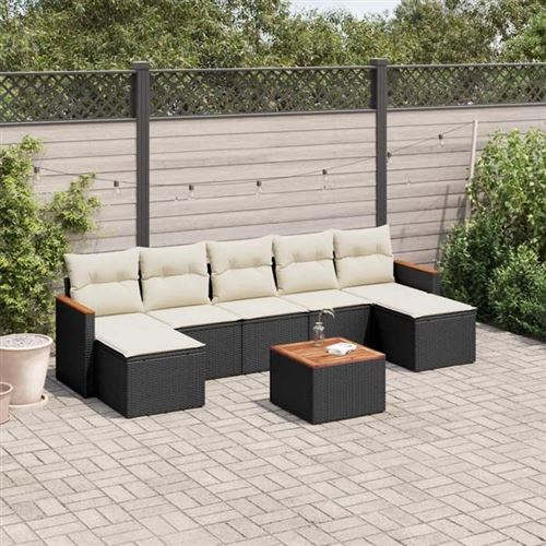 Non Communiqué Noir Vidaxl Salon De Jardin Avec Coussins 8 Pcs, Canapés De Terrasse, Ensemble De Meubles De Patio, Mobilier D'extérieur, 3258640