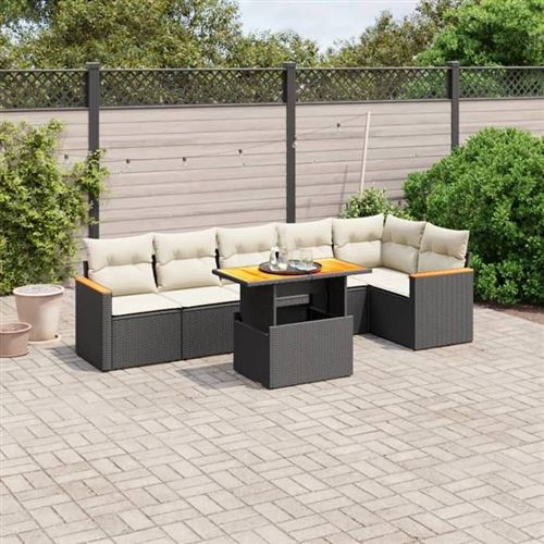 Non Communiqué Noir Vidaxl Salon De Jardin Avec Coussins 7 Pcs, Canapés De Terrasse, Ensemble De Meubles De Patio, Mobilier D'extérieur, 3273086