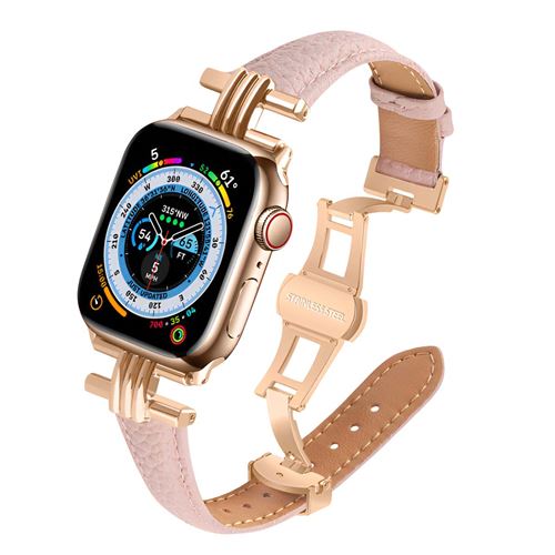 AVIZAR Eko Bracelet Cuir Boucle D&eacute;ployante Rose 38/41mm