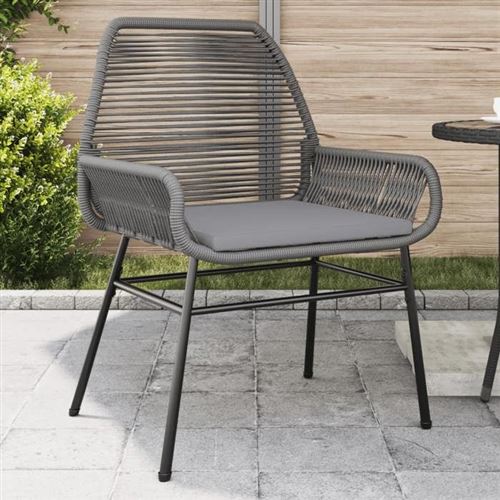 Vidaxl Gris Chaises De Jardin Lot De 2 Avec Coussins - Image 3