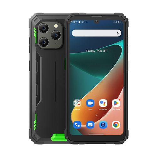 Smartphone Antichoc 4GB+64GB IP68 Face Unlock Batterie 6580mAh Android 12 4G Vert YONIS