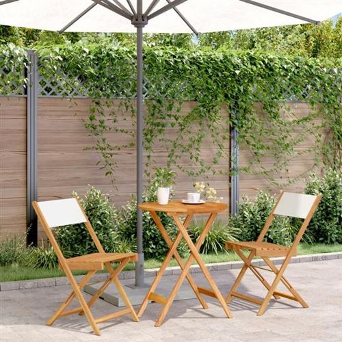 Non Communiqué Blanc Vidaxl Ensemble De Bistro 3 Pcs Crème Tissu Et Bois Massif, Ensemble De Bistro De Jardin, Ensemble De Balcon, Ensemble 3281748