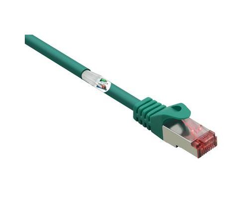 Renkforce RF-3432066 RJ45 Câble réseau, câble patch CAT 6 S/FTP 10.00 m vert avec cliquet dencastrement, contacts dorés, ignifuge